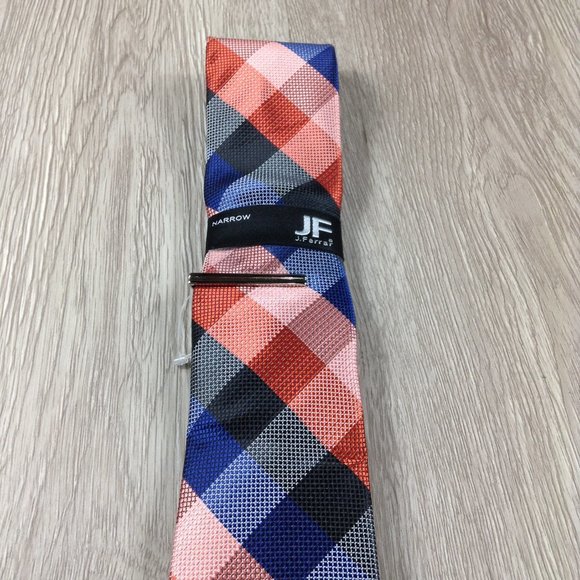 J Ferrer Red and Blue Plaid Tie - Picture 2 of 3